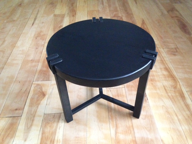 Charred walnut and steel side table. Stowe, VT residence.